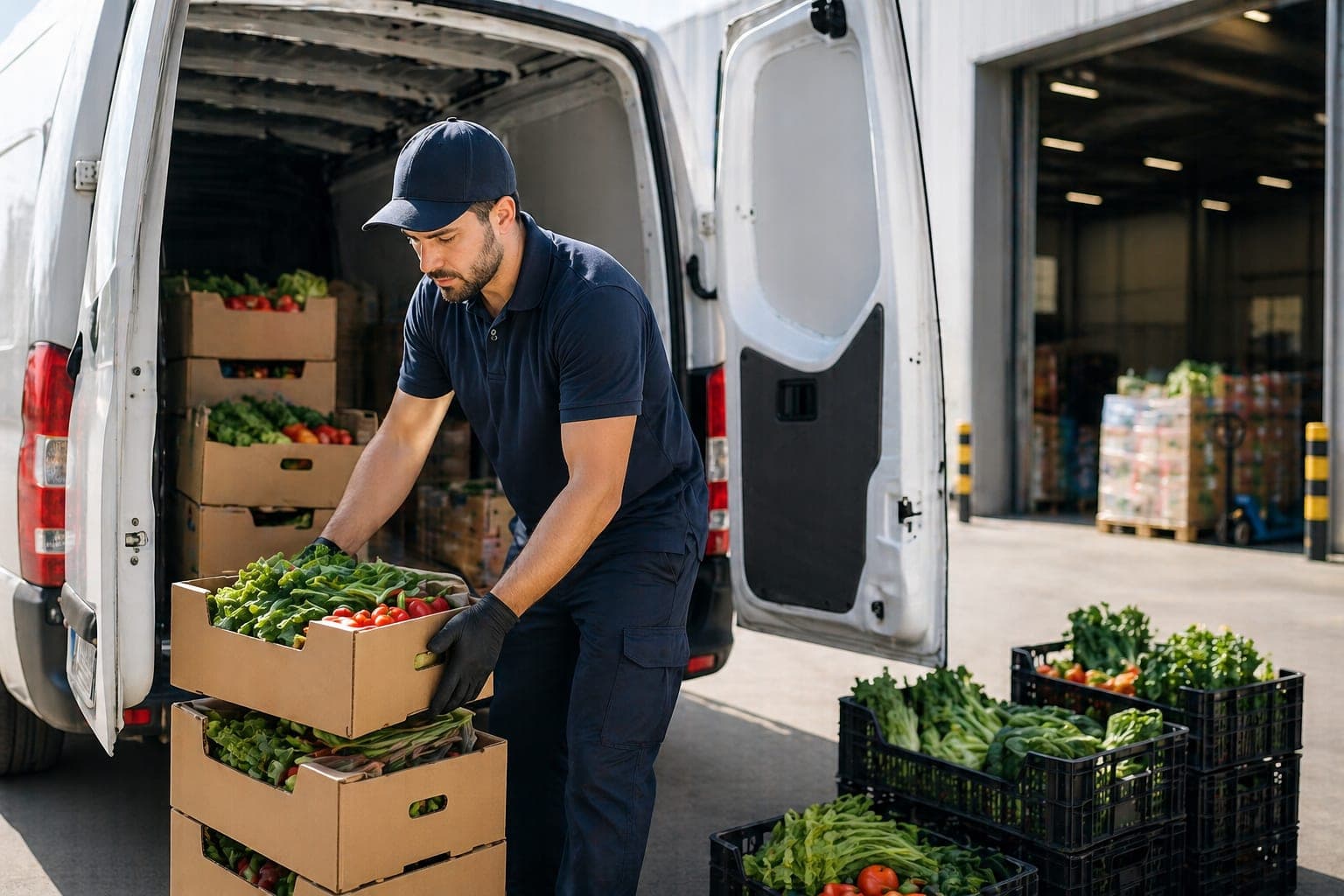 Food distribution loading from refrigerated van